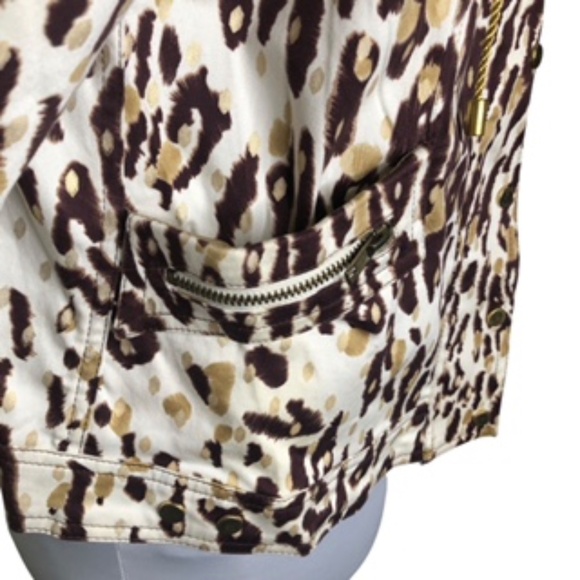 Just B Zip/Snap Drawstring Collar Animal Print Wide Sleeve Jacket Size L - Picture 10 of 12